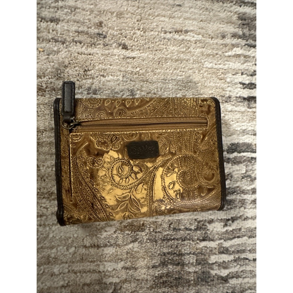 Relic by Fossil Brown Leather Tooled Paisley Embossed Rectangular Wallet